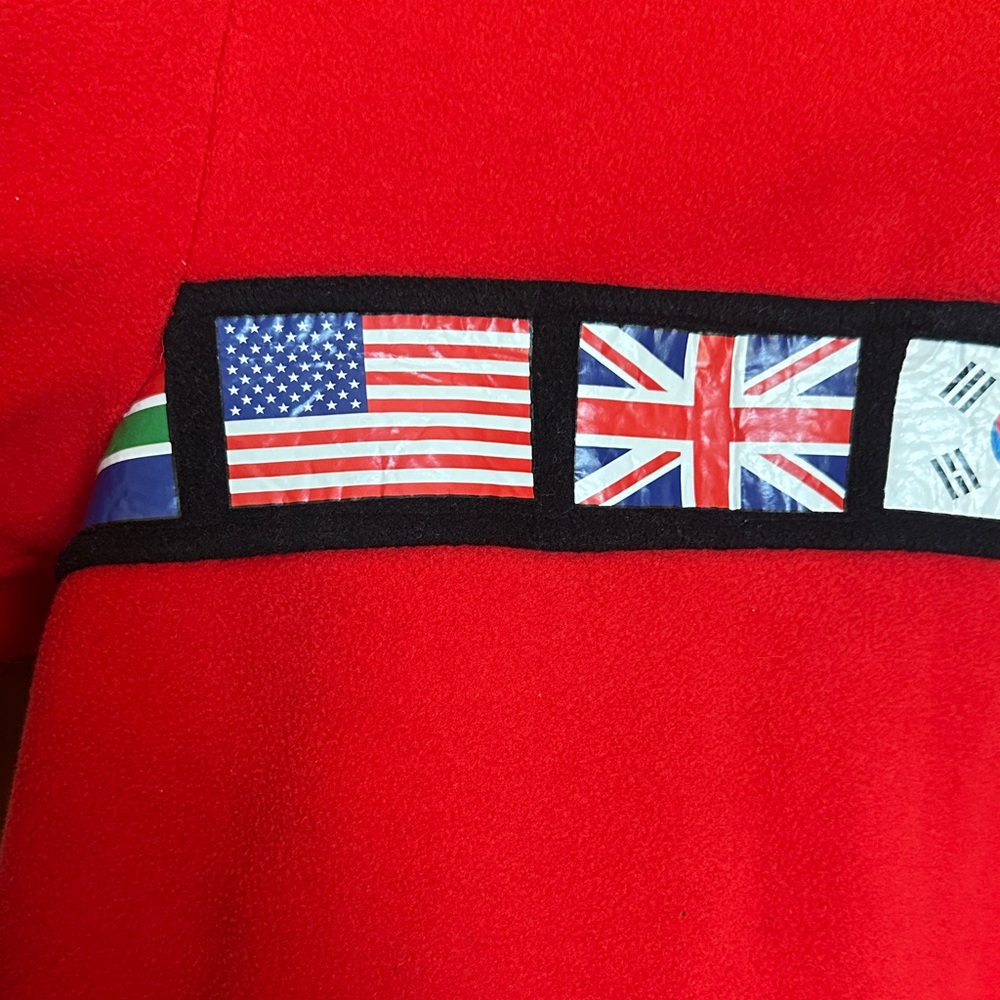Forever 21 Red Zip-Up Sweater with Flag Design - Picture 3 of 4